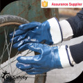 SRSAFETY gants nitrile bleus avec manchette de sécurité doublure en jersey entièrement doublé gants en nitrile résistant à l&#39;huile